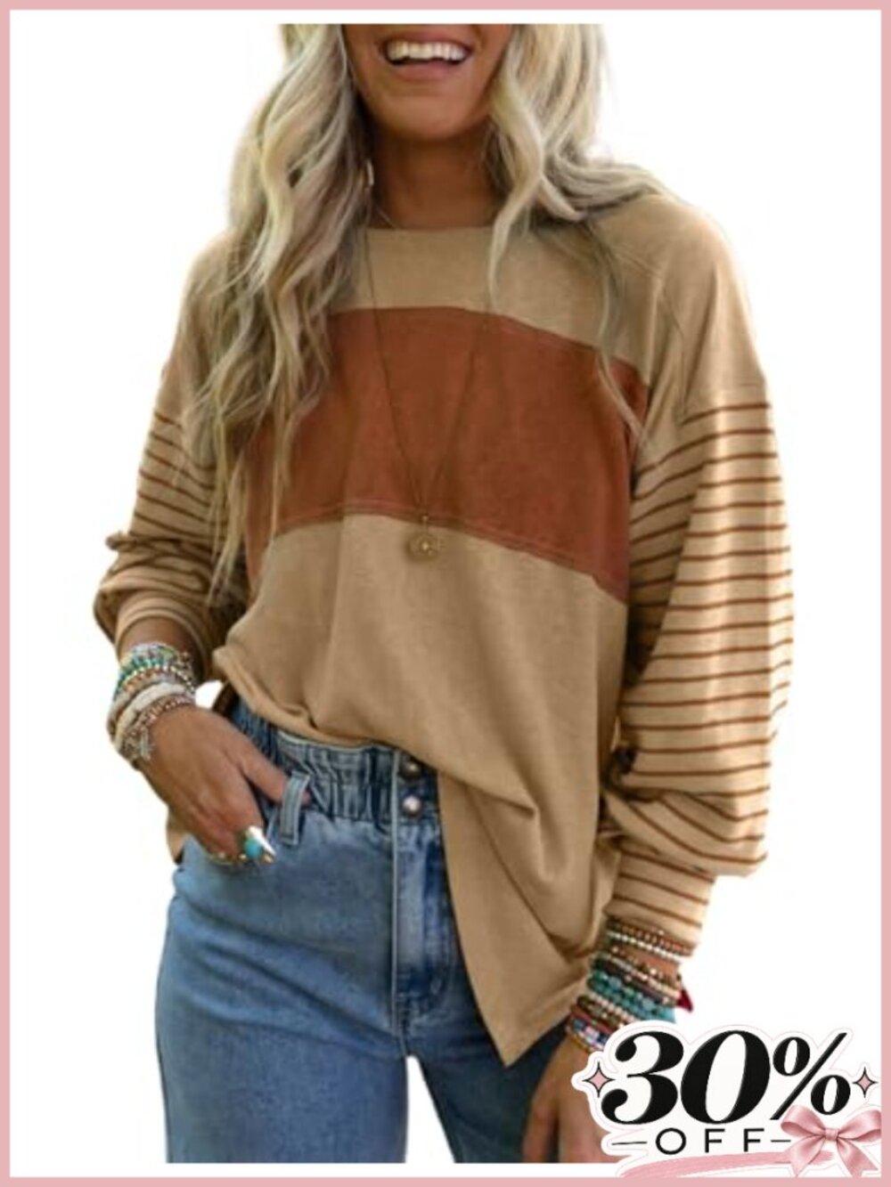 Womens Tunic Top Long Sleeve Color Block Blouse Casual Workwear